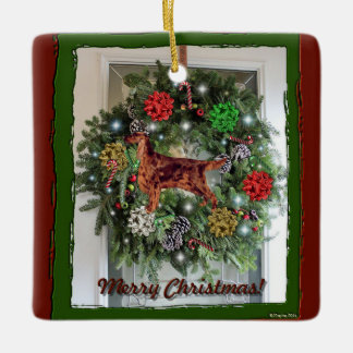 Irish Setter Ceramic Christmas Ornament