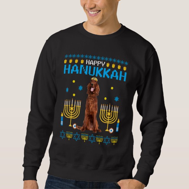 Irish Setter Chanukah Jewish Ugly Hanukkah Sweater (Front)