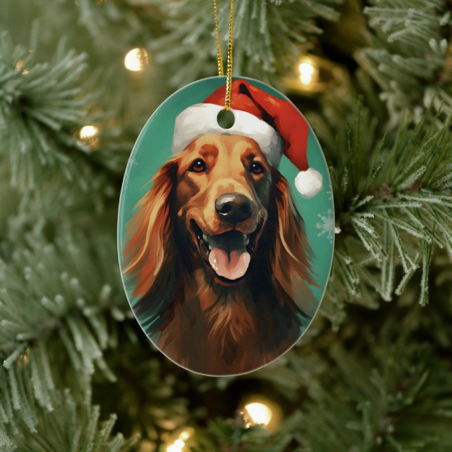 Irish Setter Christmas brush painting artwork Ceramic Ornament (Tree)