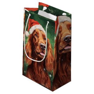 Irish Setter Christmas brush painting artwork Small Gift Bag