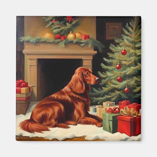 Irish Setter Christmas Magnet (Front)