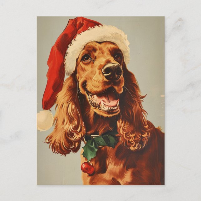 Irish Setter Christmas Postcard (Front)