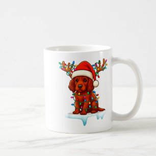 Irish Setter Christmas Santa Hat Reindeer Lights P Coffee Mug