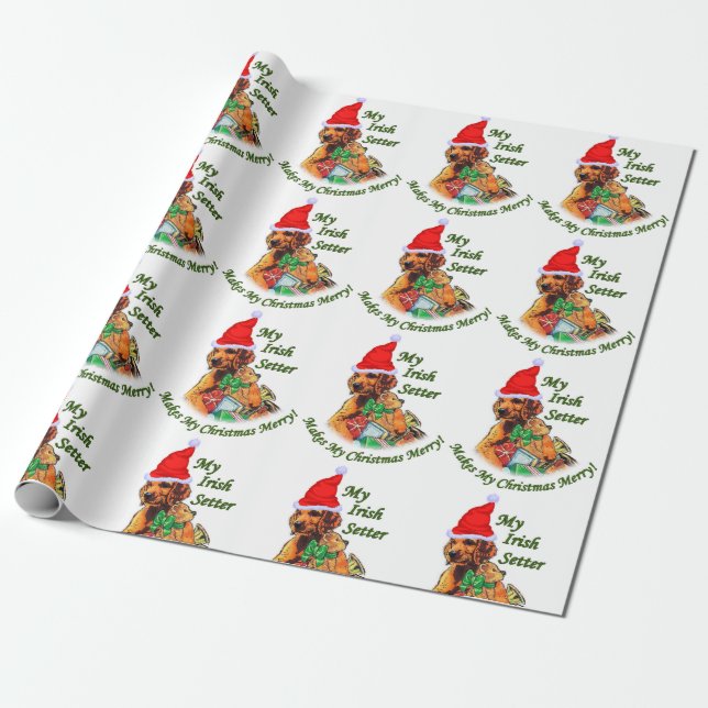 Irish Setter Christmas Wrapping Paper (Unrolled)