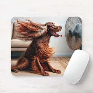 Irish Setter Cooling Off By a Fan Mouse Pad