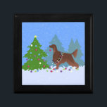 Irish Setter Decorating Tree in the Forest Gift Box<br><div class="desc">Irish Setter Christmas design. This silhouette can also represent: English Setter,  Gordon Setter,  Setter,  Blue,  Bleu,  Picardy Spaniel,  French Spaniel,  French Setter,  Canadian Setter,  Gordon Castle Setters,  Black and Tan Setter,  Scottish Setter,  German Spaniel,  German quail dog,  Deutscher Wachtel,  Red Setter,  Irish Red Setter</div>