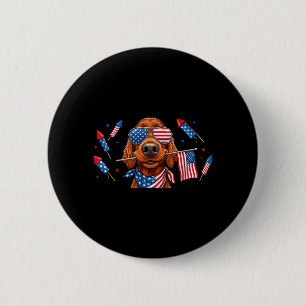 Irish Setter Dog Aamerican Usa Flag Memorial Day 6 Cm Round Badge