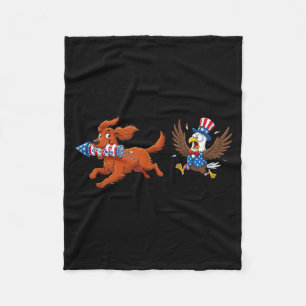 Irish Setter Dog Aamerican Usa Flag Memorial Day Fleece Blanket