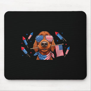Irish Setter Dog Aamerican Usa Flag Memorial Day Mouse Pad