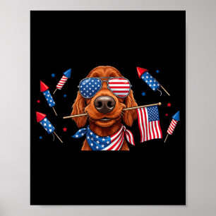 Irish Setter Dog Aamerican Usa Flag Memorial Day Poster