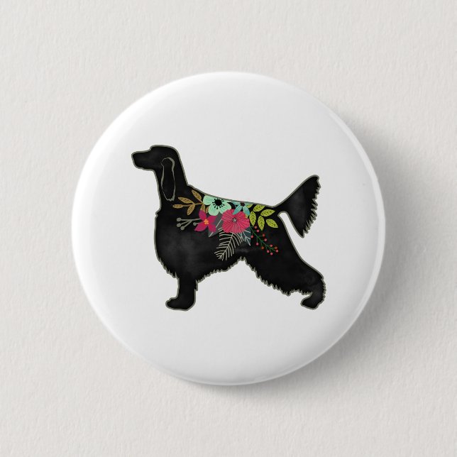 Irish Setter Dog Breed Bohemian Floral Silhouette 6 Cm Round Badge (Front)