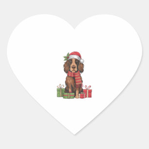 Irish Setter Dog Christmas Outfits Santa Hat Dog X Heart Sticker