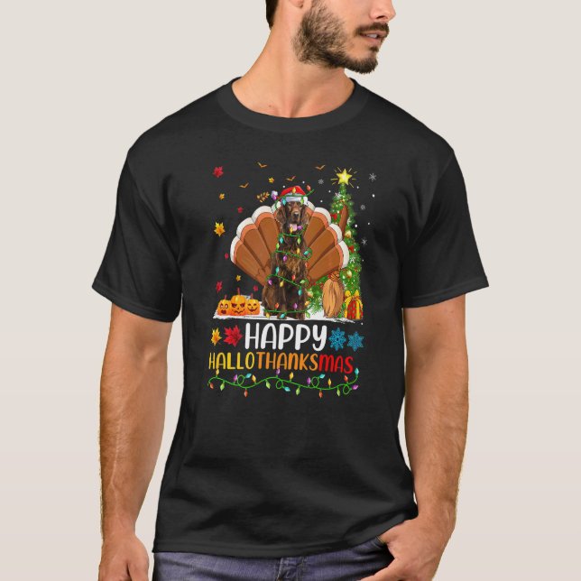 Irish Setter Dog   Irish Setter Hellothanksmas T-Shirt (Front)