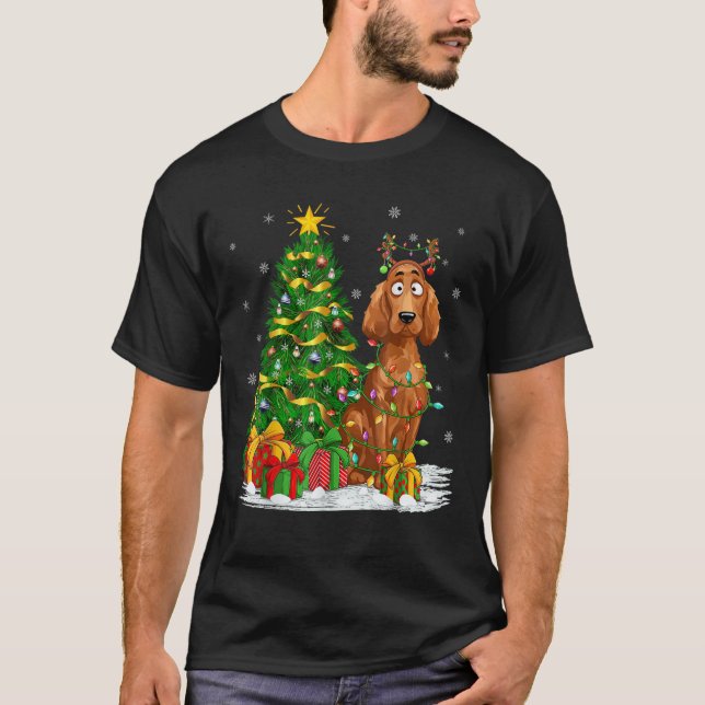 Irish Setter Dog Lover Xmas Lighting Irish Setter  T-Shirt (Front)