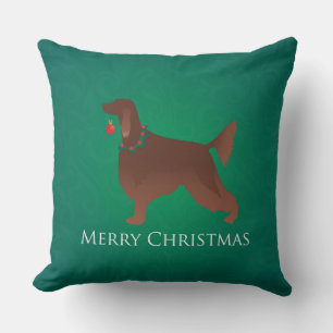 Irish Setter Dog Merry Christmas Design Cushion