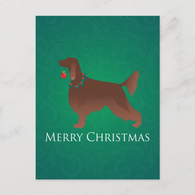 Irish Setter Dog Merry Christmas Design Holiday Postcard (Front)
