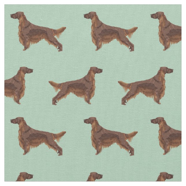 Irish setter dog mint fabric (Close Up)