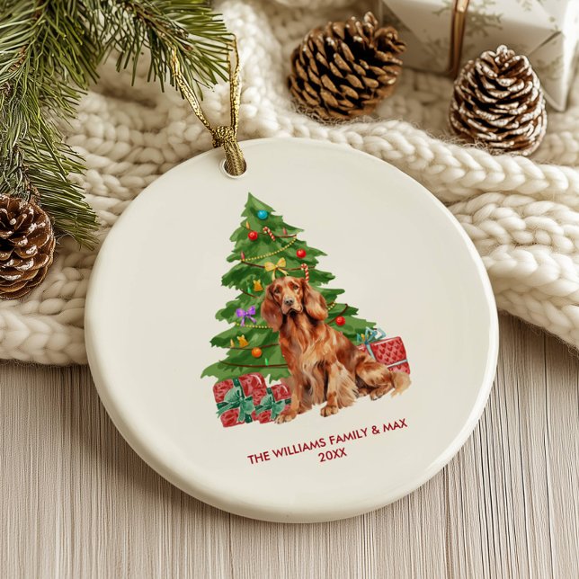 Irish Setter Dog Personalised Christmas Ceramic Ornament (Creator Uploaded)