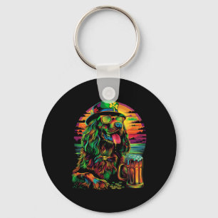 Irish Setter Dog Sungles St Patricks Day Beer Popa Key Ring