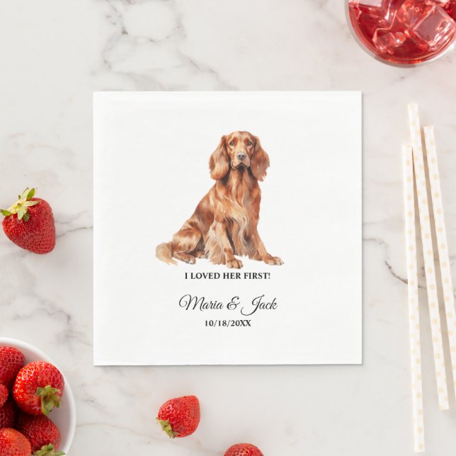 Irish Setter Dog Wedding Napkins with Photo (Insitu)
