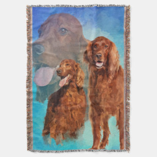 Irish Setter Dogs collage Throw Blanket
