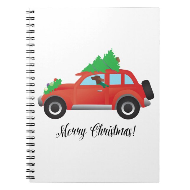 Irish Setter Driving a Car with a tree on top. Notebook (Front)