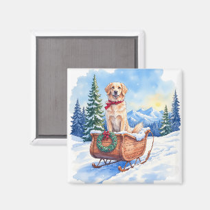 Irish Setter Enjoying Christmas Sleigh Ride Winter Magnet