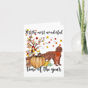 Irish Setter Fall Pumpkins Autumn Leaf Tree  Card