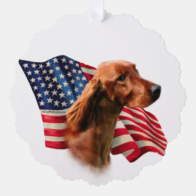 Irish Setter Flag Tree Decoration Card (Front)