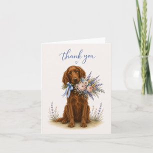 Irish Setter Flower Bouquet Thank You Card