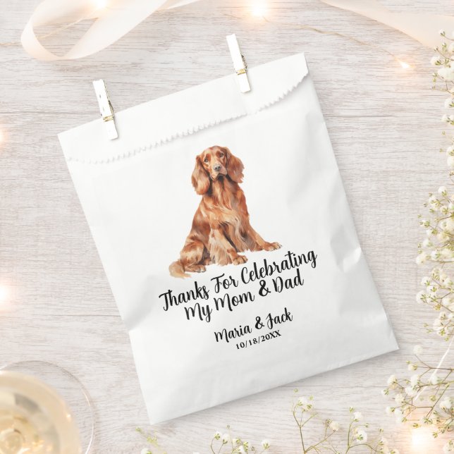 Irish Setter Full Colour Pet Wedding Favour Bag (Clipped)