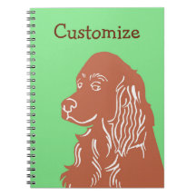 Irish Setter Green and Brown Customisable Notebook