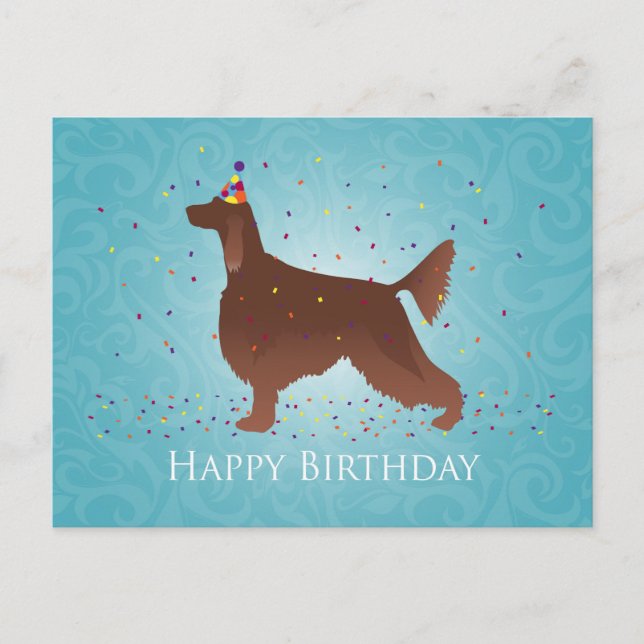 Irish Setter Happy Birthday Design Postcard (Front)