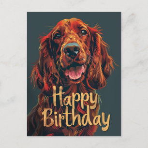 Irish Setter Happy Birthday Postcard