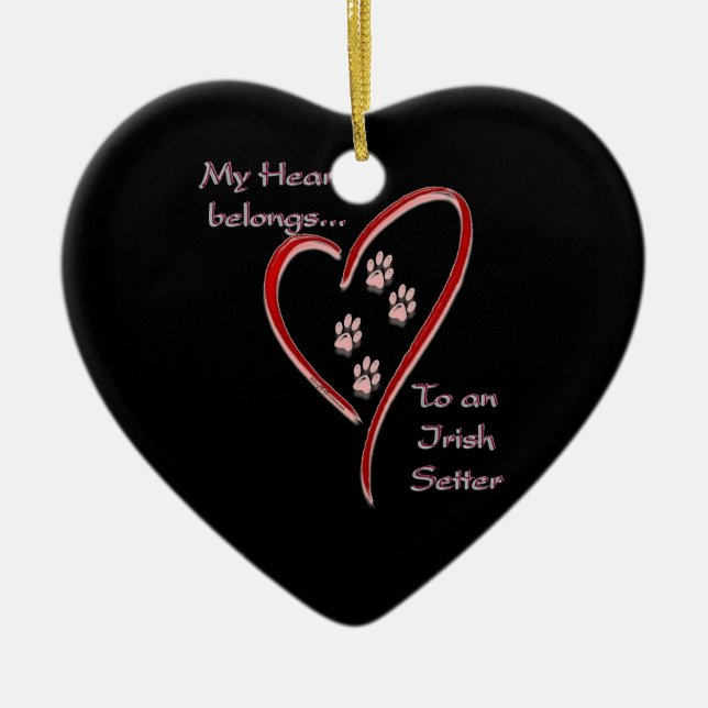 Irish Setter Heart Belongs Ceramic Ornament (Front)