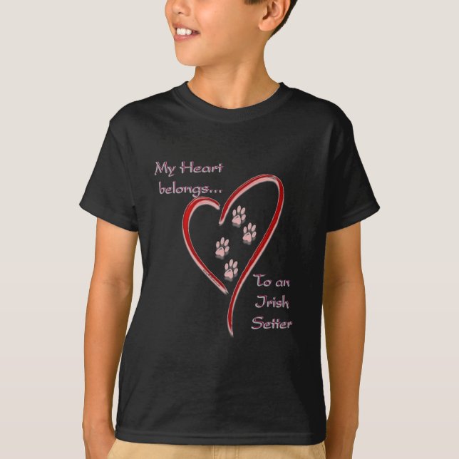 Irish Setter Heart Belongs T-Shirt (Front)