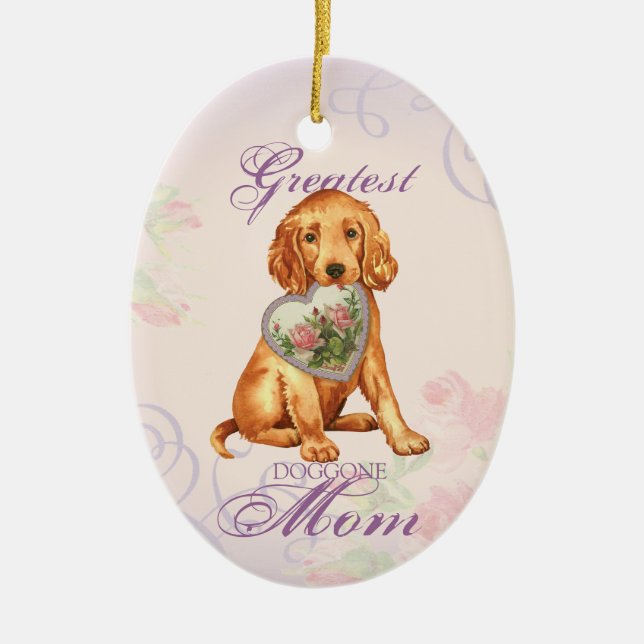 Irish Setter Heart Mum Ceramic Ornament (Front)