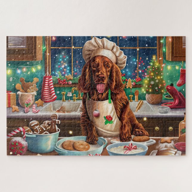 Irish Setter Holiday Baking: Festive Christmas  Jigsaw Puzzle (Horizontal)