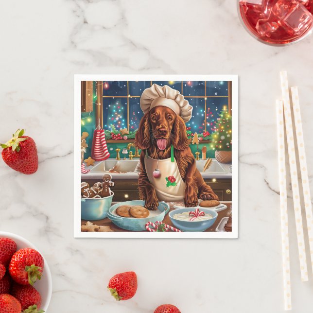 Irish Setter Holiday Baking: Festive Christmas  Napkin (Insitu)