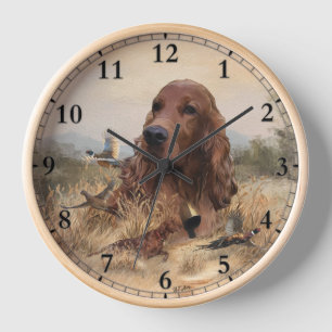 Irish Setter Hunting Pheasant ,Art Clock