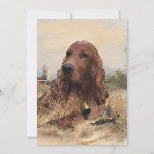 Irish Setter Hunting Pheasant ,Art Invitation