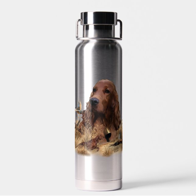 Irish Setter Hunting Pheasant ,Art Water Bottle (Back)