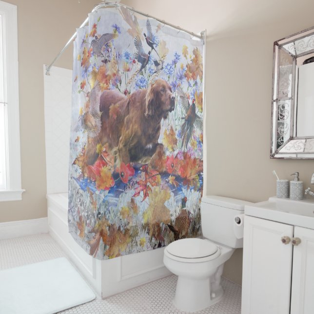 Irish Setter hunting   Shower Curtain (In Situ)