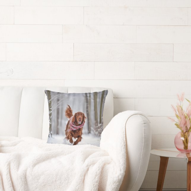 Irish Setter In Snow Cushion (Couch)