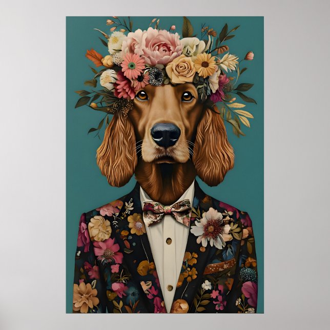 Irish Setter In Suit Poster, Irish Setter Poster (Front)