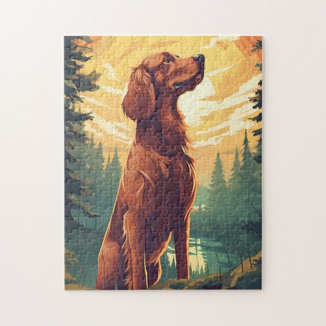 Irish Setter in the forest during sunset Jigsaw Puzzle (Vertical)