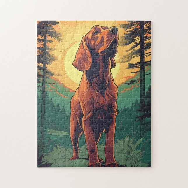 Irish-Setter in the forest during sunset Jigsaw Puzzle (Vertical)