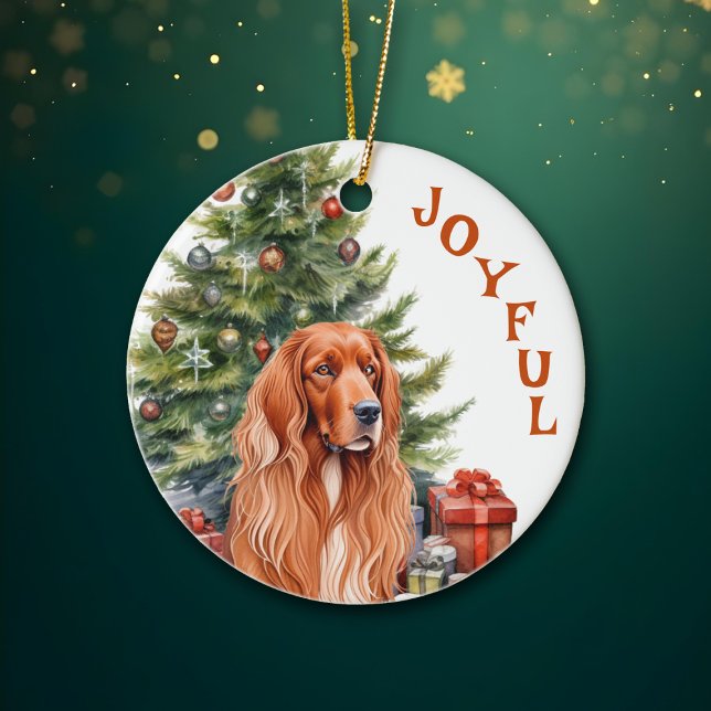 Irish Setter Joyful Christmas Ceramic Ornament (Creator Uploaded)