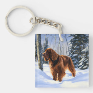Irish Setter Let It Snow Christmas Key Ring