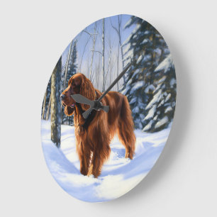 Irish Setter Let It Snow Christmas Large Clock